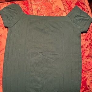 Green Off the Shoulder Cap Sleeve T-Shirt